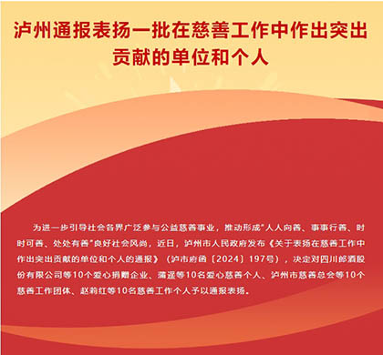 喜报｜以诚为本赢在诚信9001股份公司荣获泸州市“爱心捐赠企业”称号
